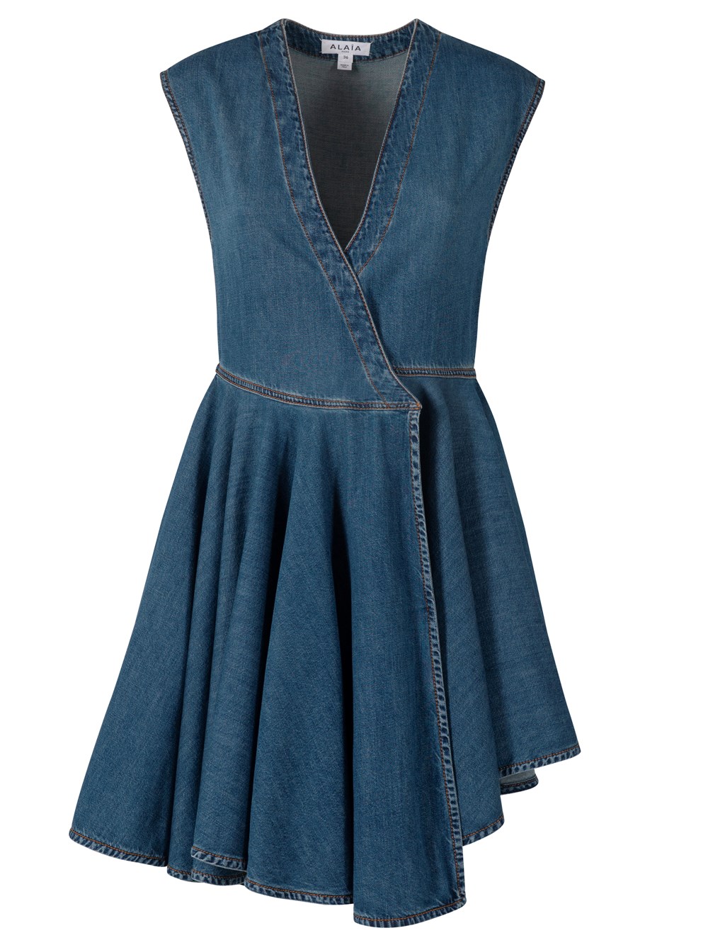Alaïa Deep Stone Denim Wrap Dress In Blue