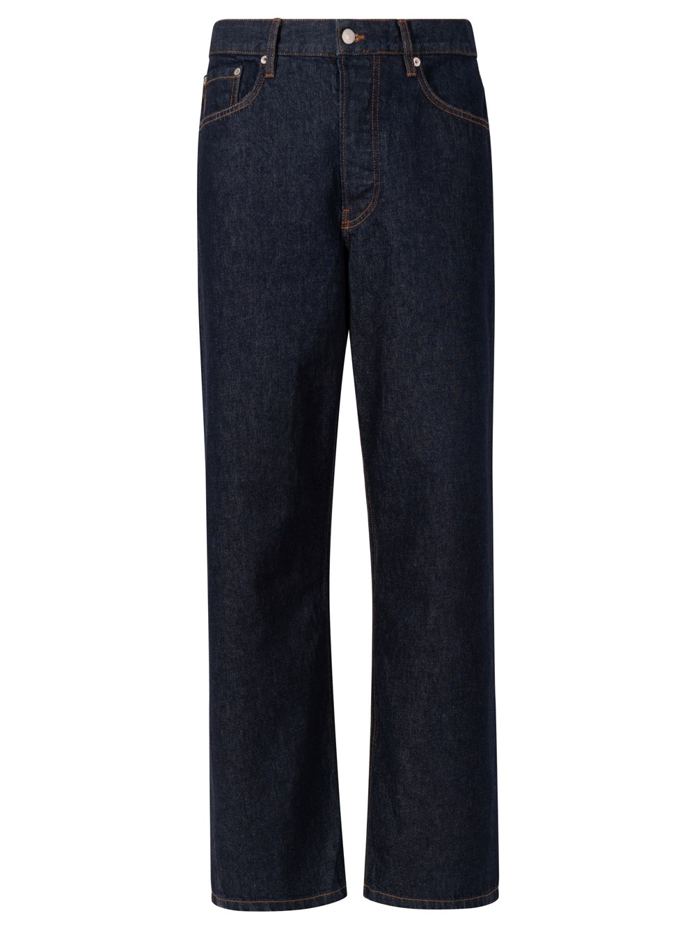 Dries Van Noten Straight Leg Denim Pants With Contrast Stitching In Blue