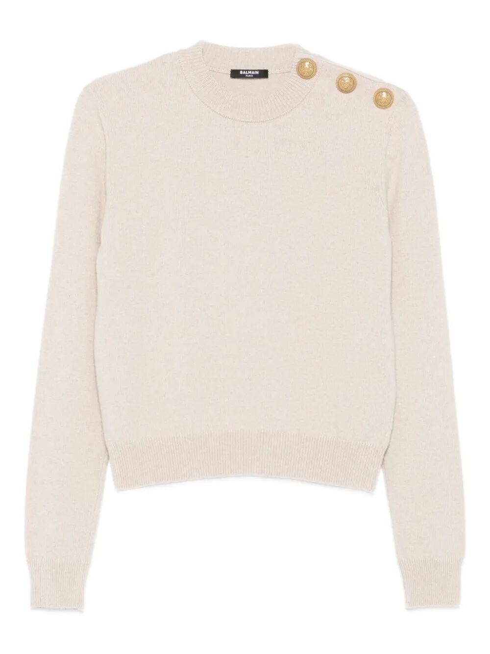 Balmain Eco-cashmere Button Sweater Sweaters And Cardigans Beige In Multi