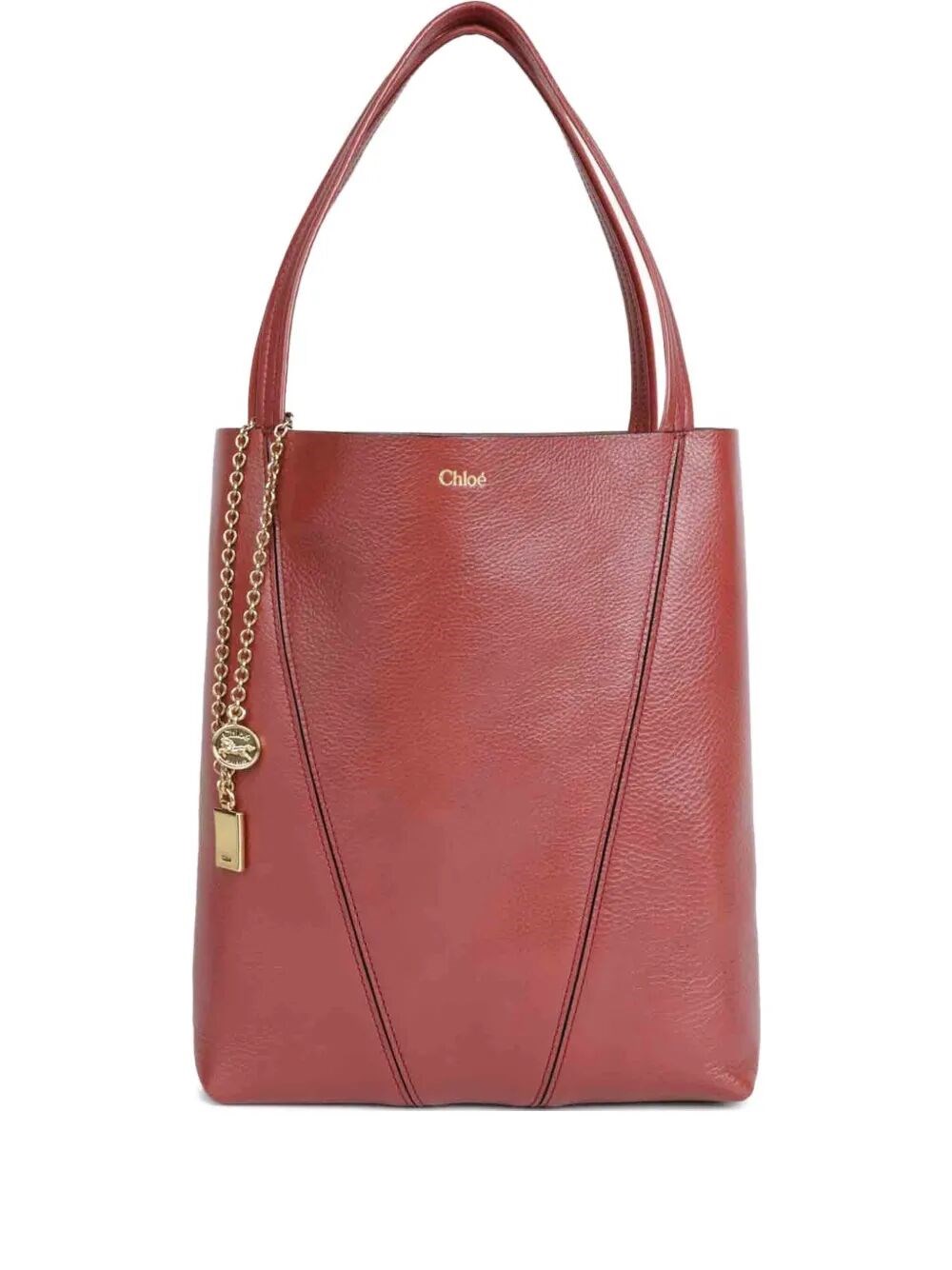 Chloé Spin Tote Bag In Grained Leather In Red
