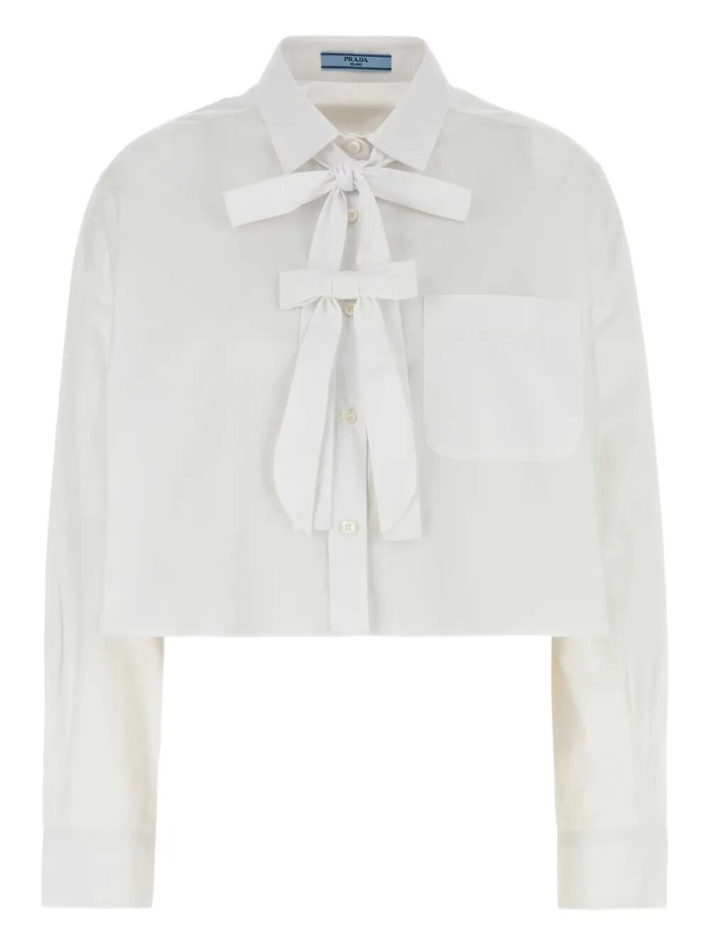 Prada Bow-detail Cropped Shirt In White
