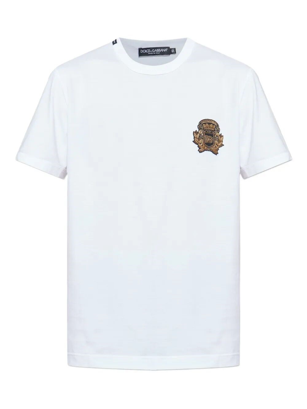 Dolce & Gabbana Cotton T-shirt With Crest Embellishment In White