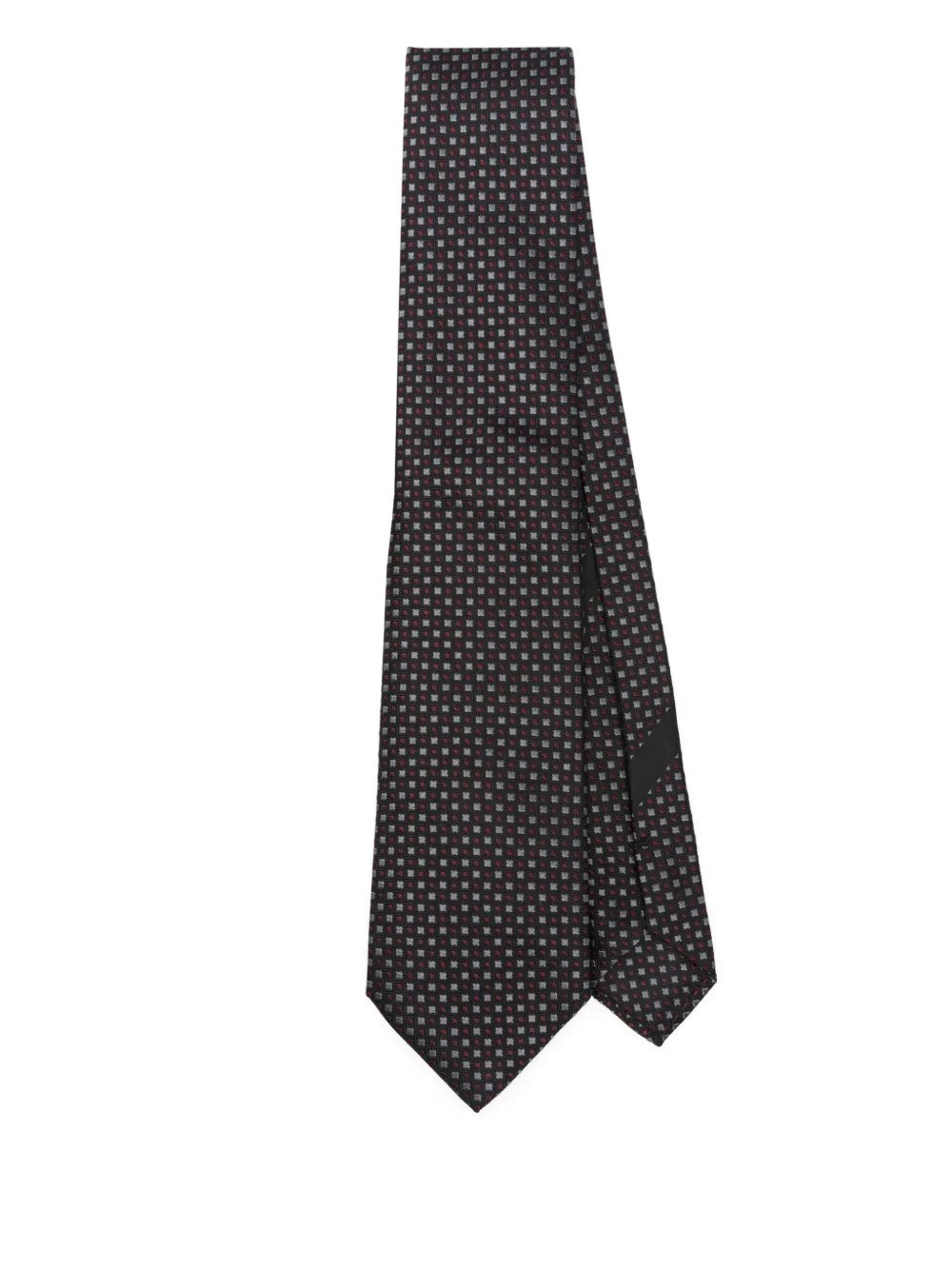 Dolce & Gabbana Geometric-pattern Silk Tie Accessories In Gray