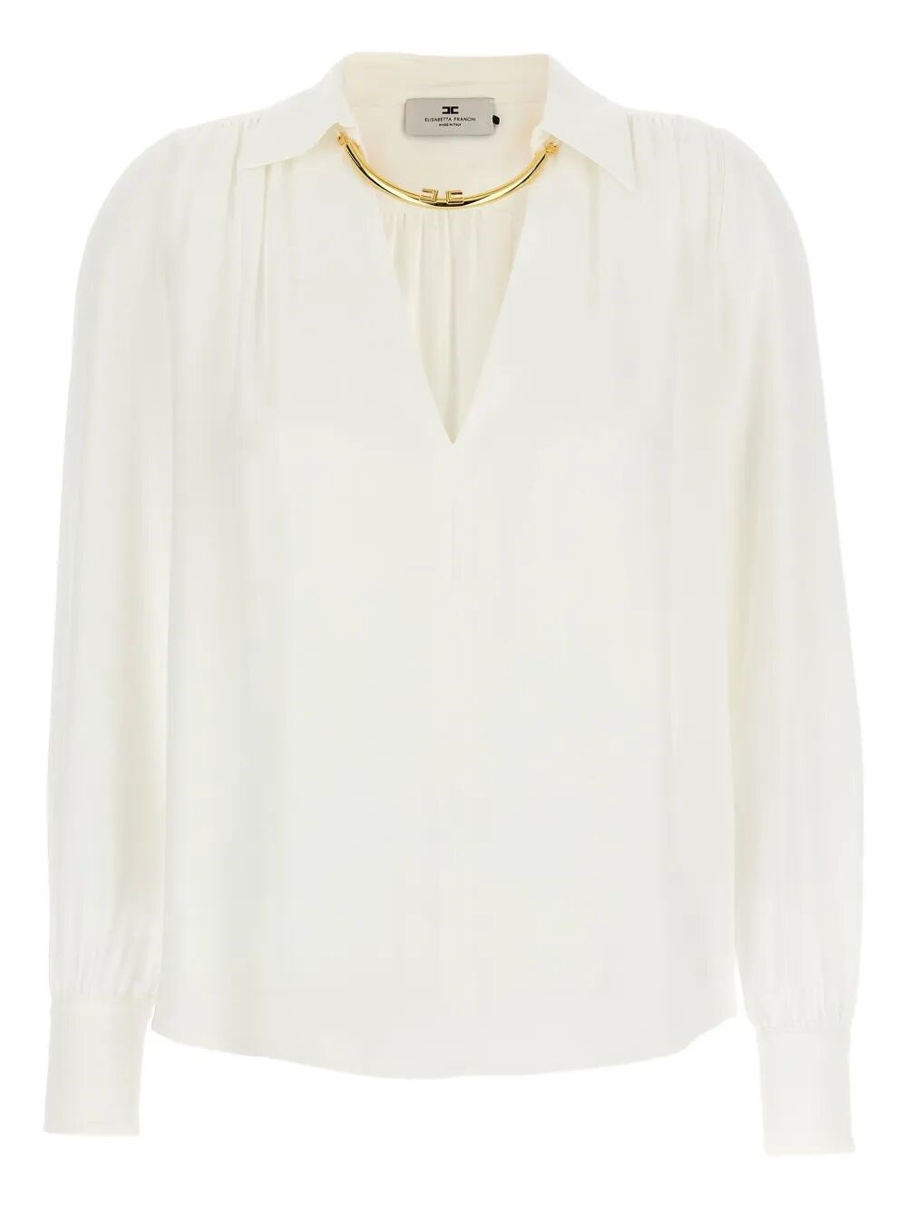 Elisabetta Franchi Viscose Georgette Shirt With Removable Necklace Detail In Nude