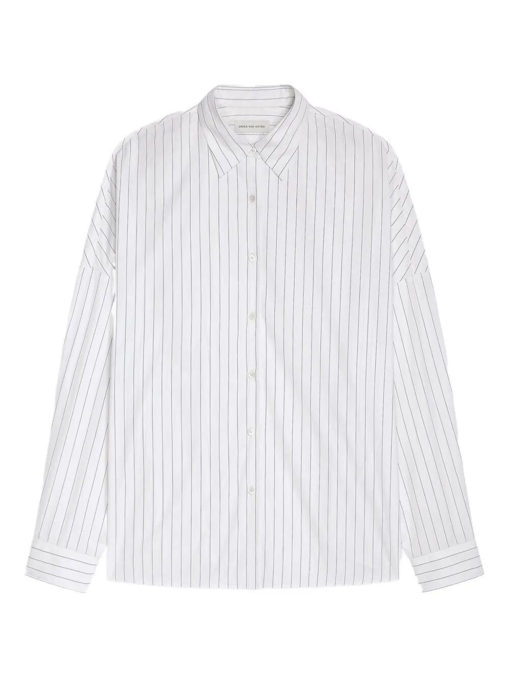 Dries Van Noten Pinstripe Button-down Shirt In Soft Viscose-cotton Blend In White