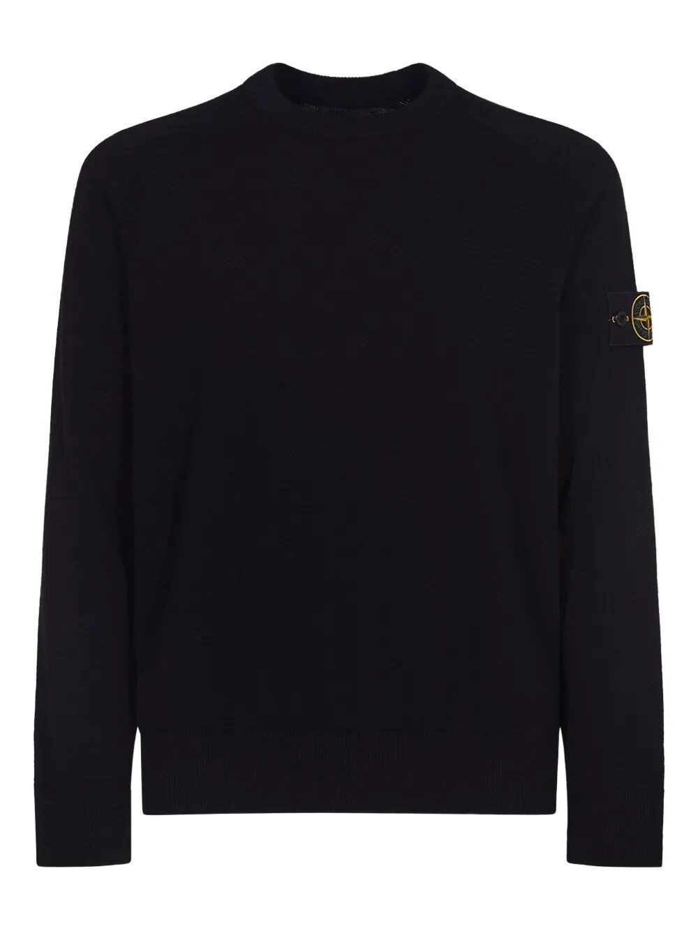 Stone Island Lightweight Wool Crew Neck Sweater With Raglan Sleeves Clothing In Black