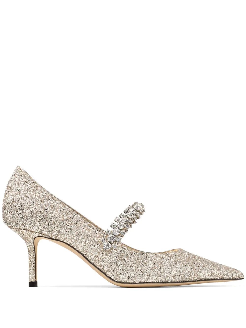 Jimmy Choo Slip-on Beige Stiletto Heels With Crystal Embellishments In Nude