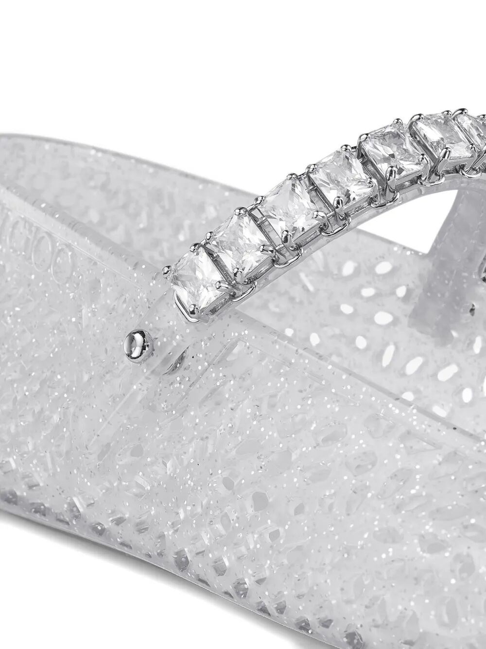 CLEAR JELLY BALLERINA FLATS WITH CRYSTAL EMBELLISHMENT