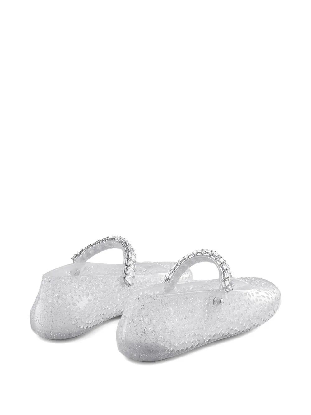 CLEAR JELLY BALLERINA FLATS WITH CRYSTAL EMBELLISHMENT