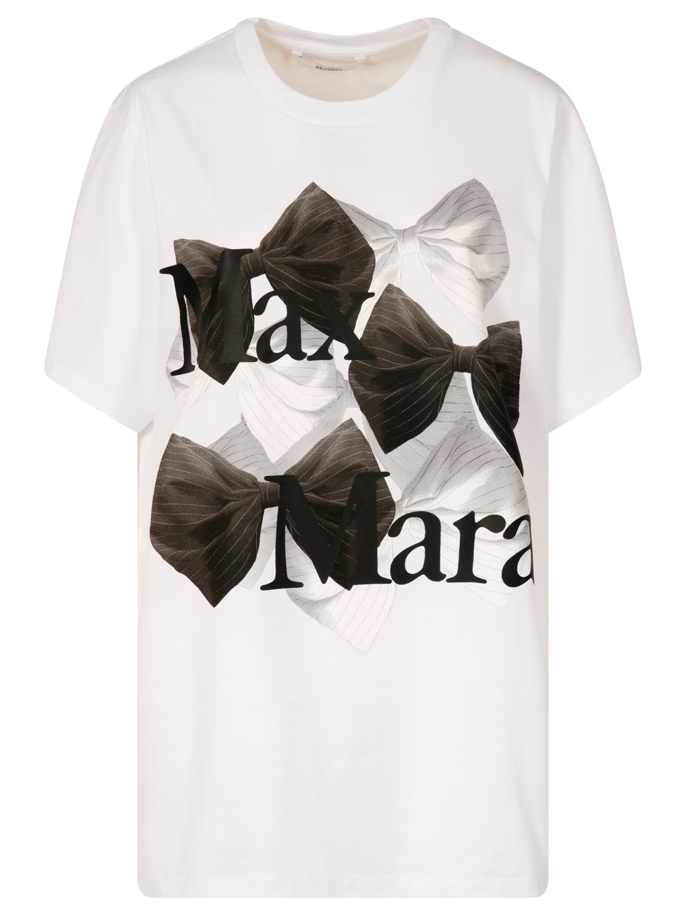 Max Mara Bow-print Cotton T-shirt In White