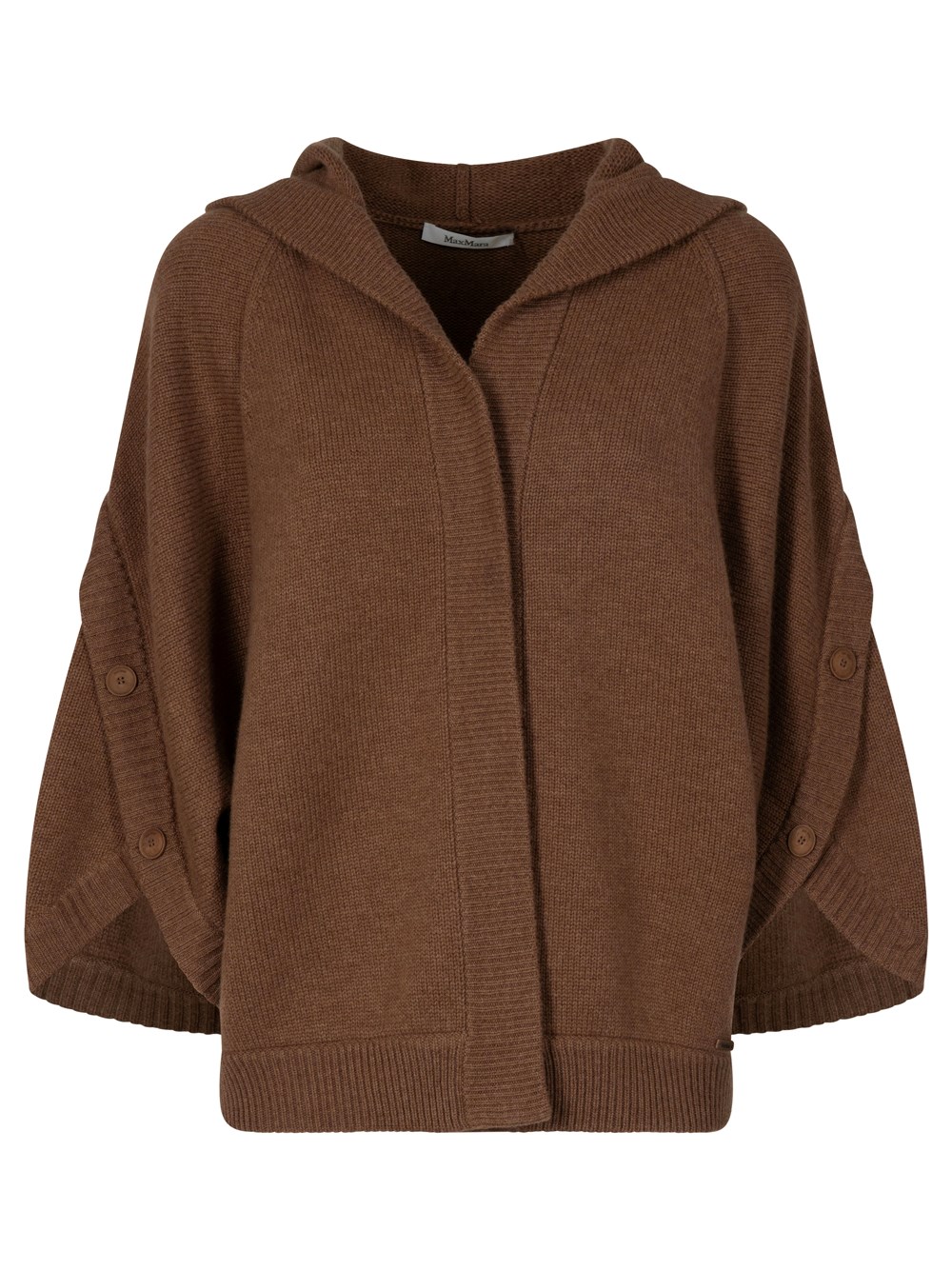 Max Mara Hooded Cardigan With Wool And Cashmere In Brown