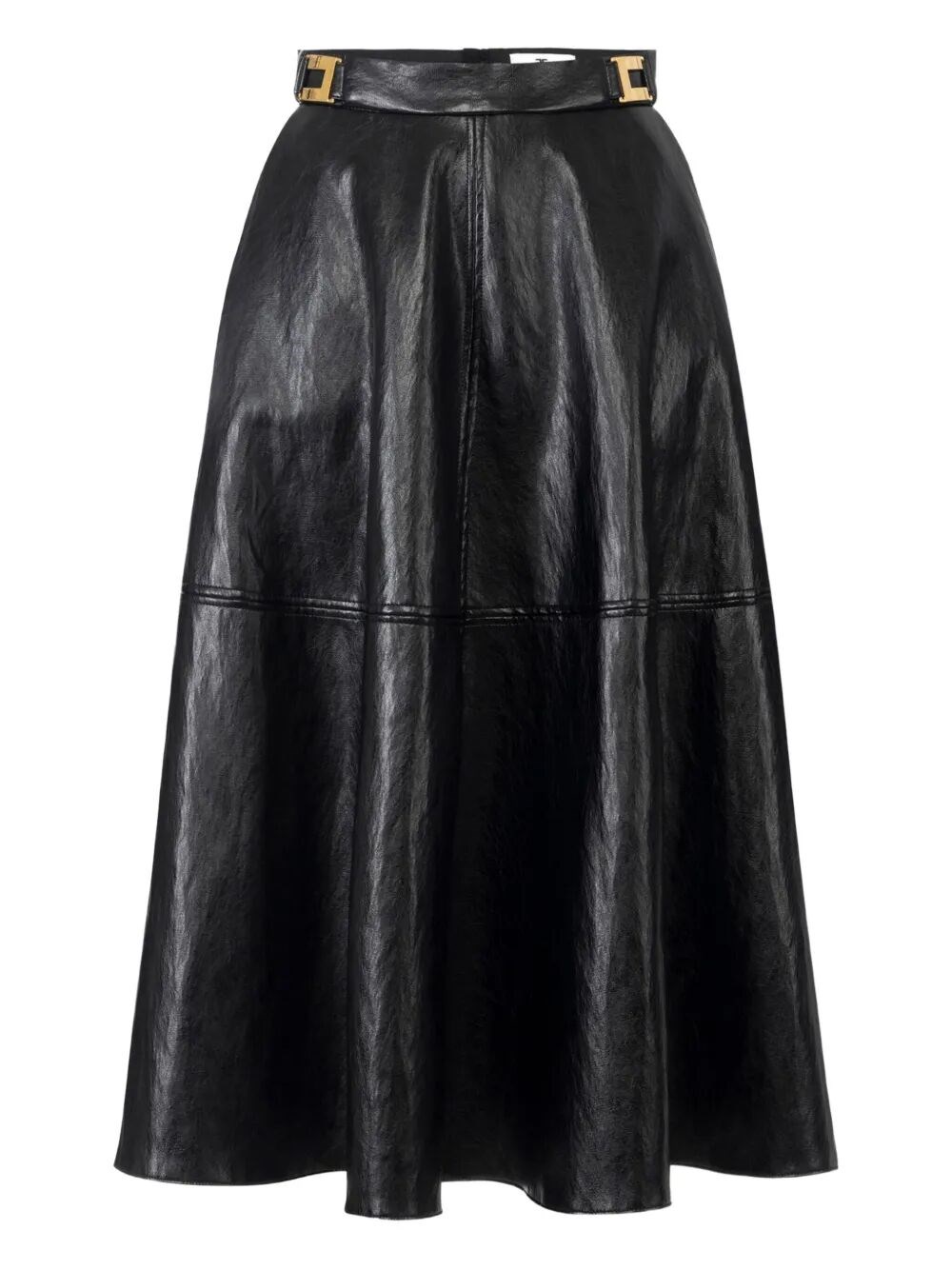 Elisabetta Franchi Flared Midi Skirt With High Waist In Black