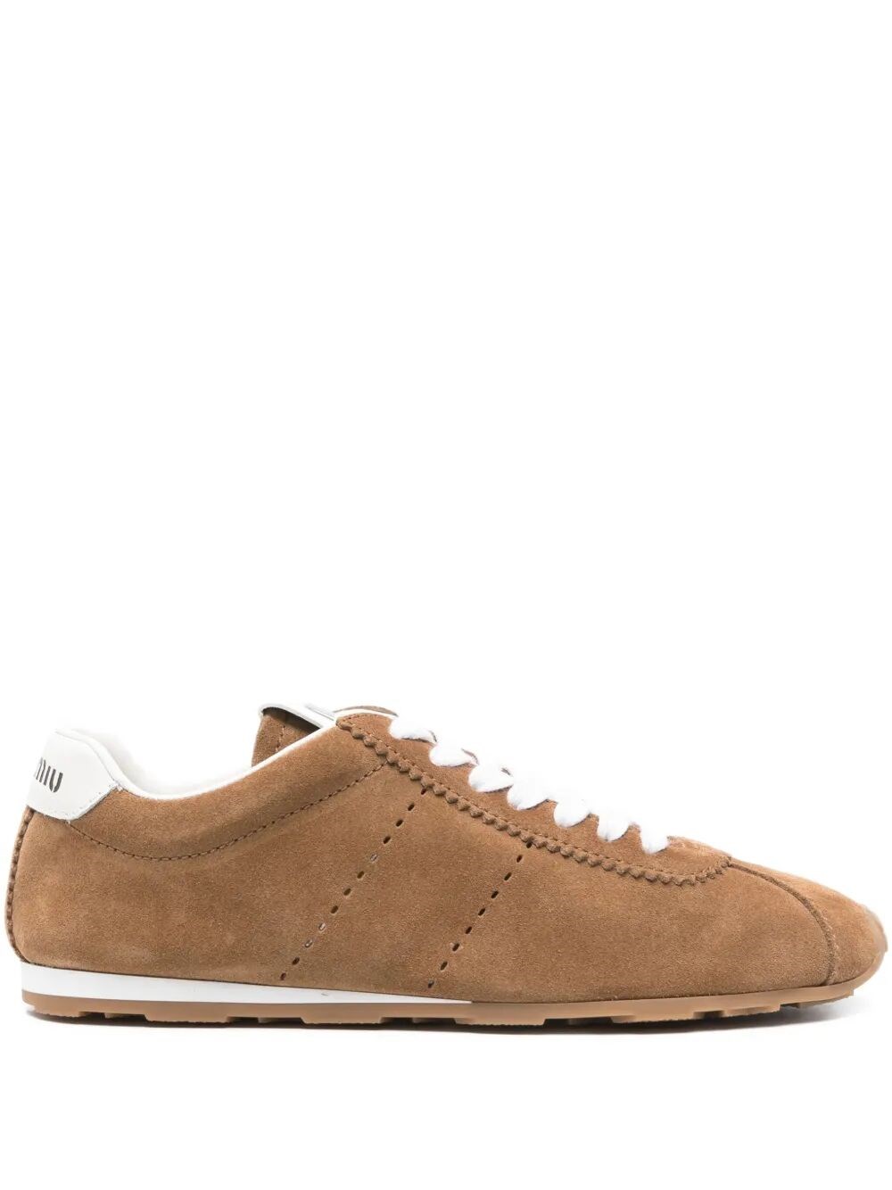 Miu Miu Plume Suede Sneakers In Brown