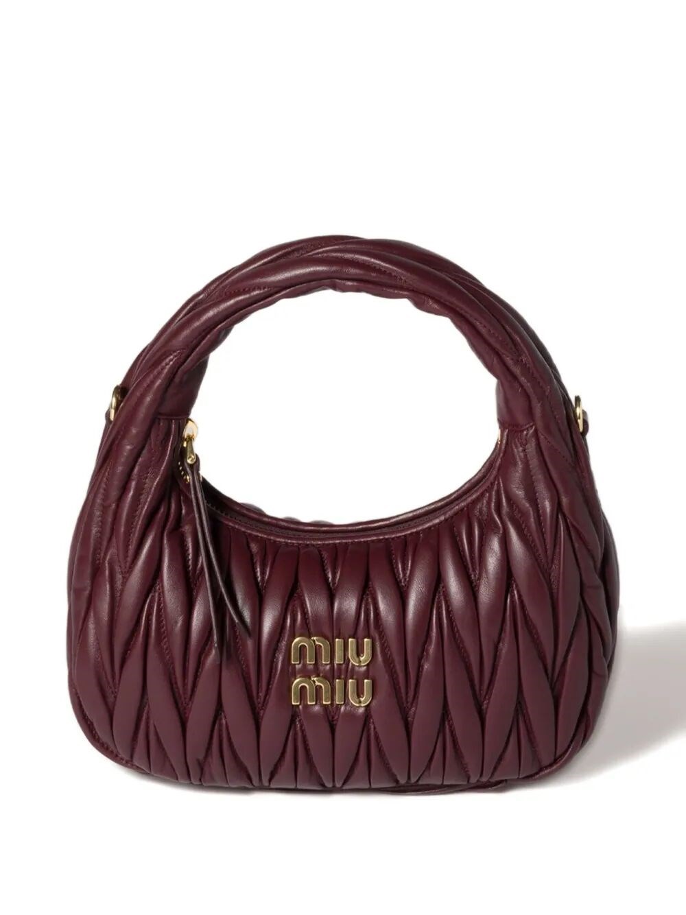 Miu Miu Wander Matelassé Nappa Leather Hobo Bag In Red