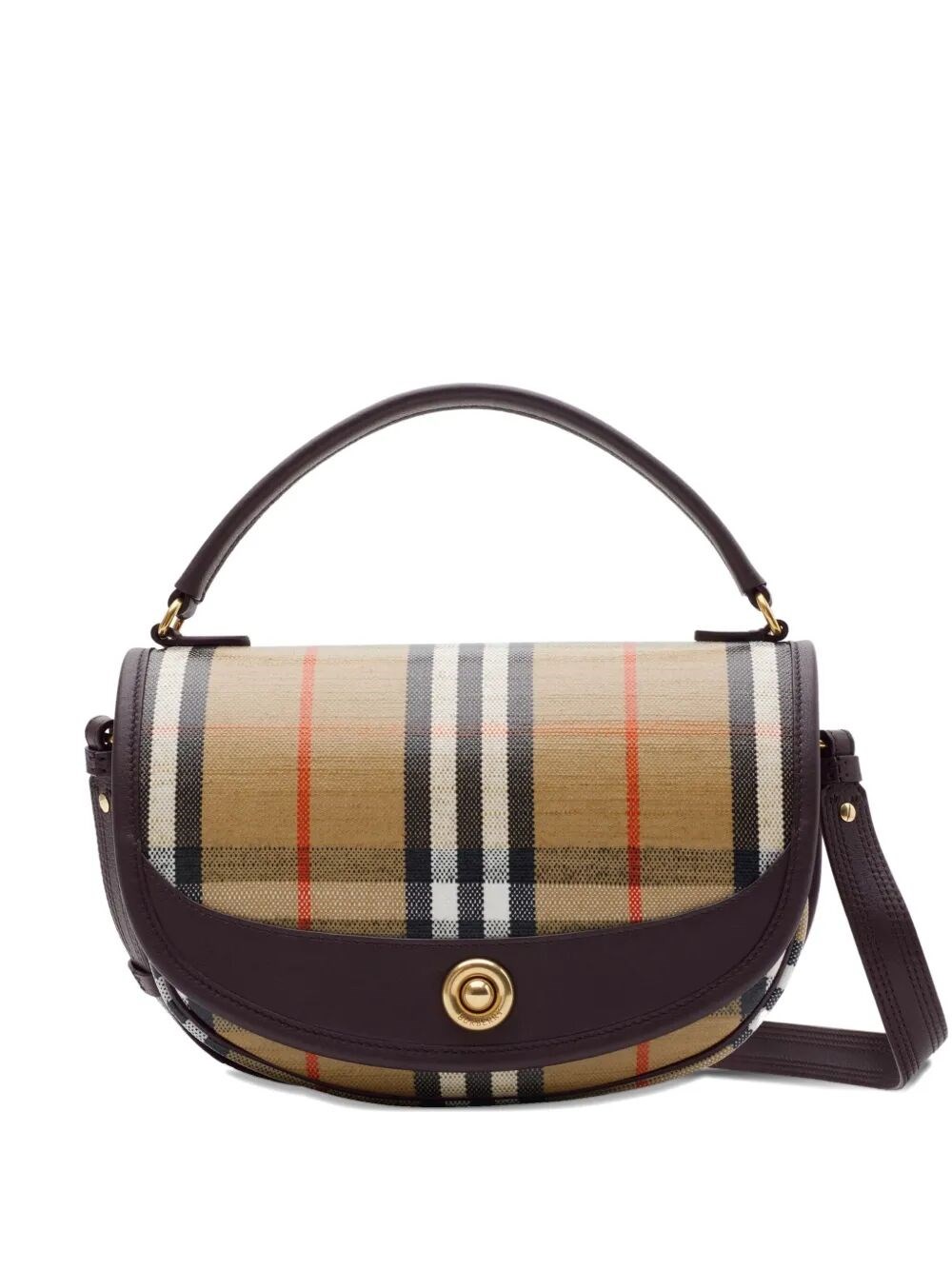 Burberry Check Motif Crossbody Handbag With Removable Strap In Nude