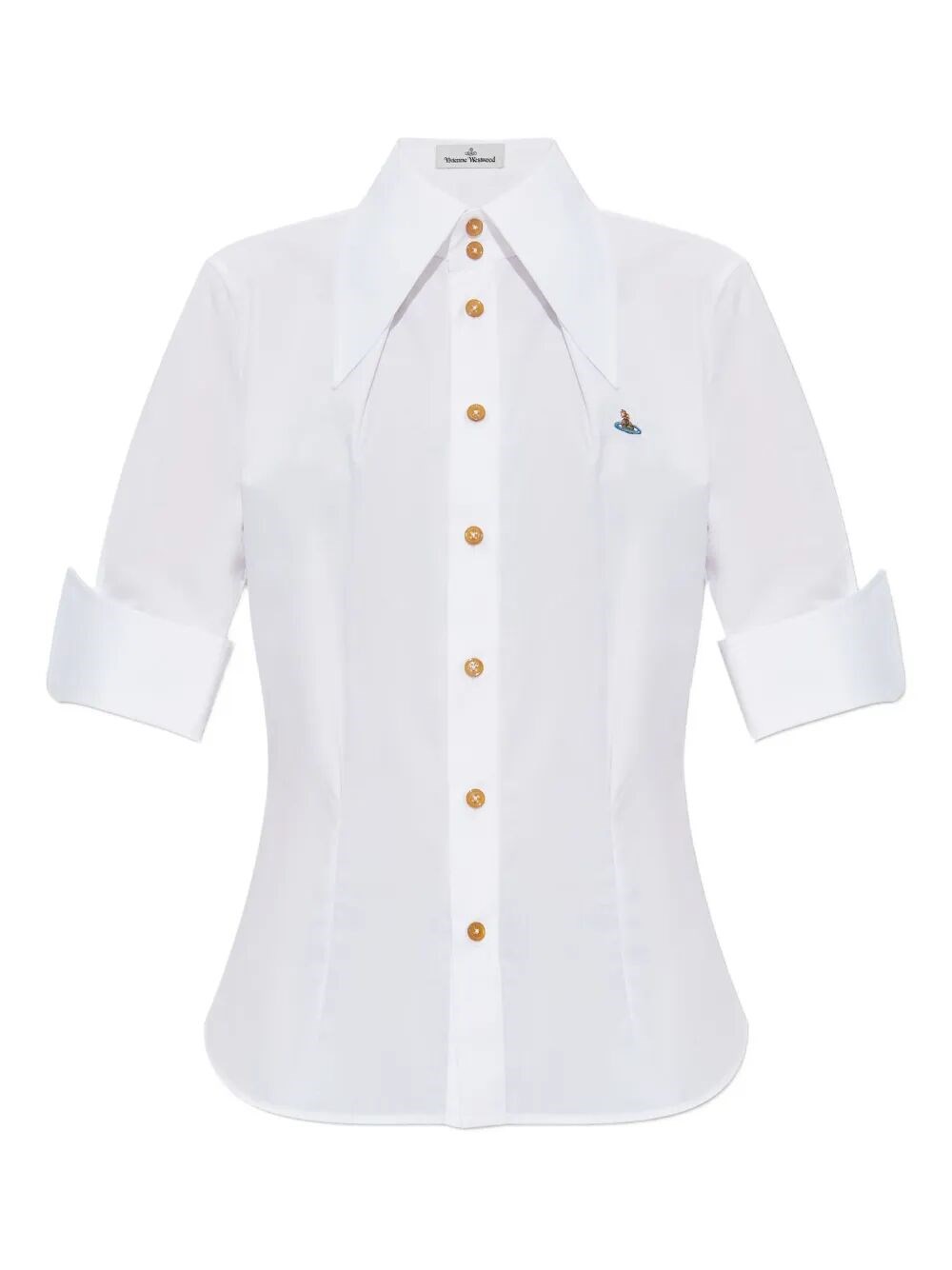 Vivienne Westwood Shirt With Orb Embellishments And A Button Front In White
