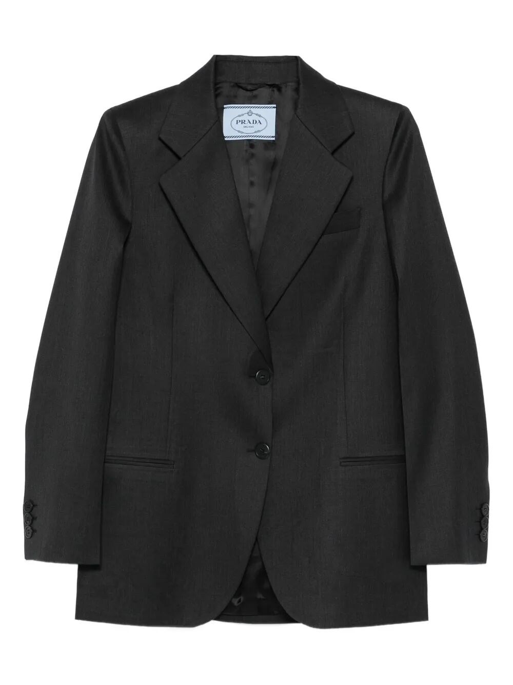 Prada Notched-lapels Wool Blazer In Gray
