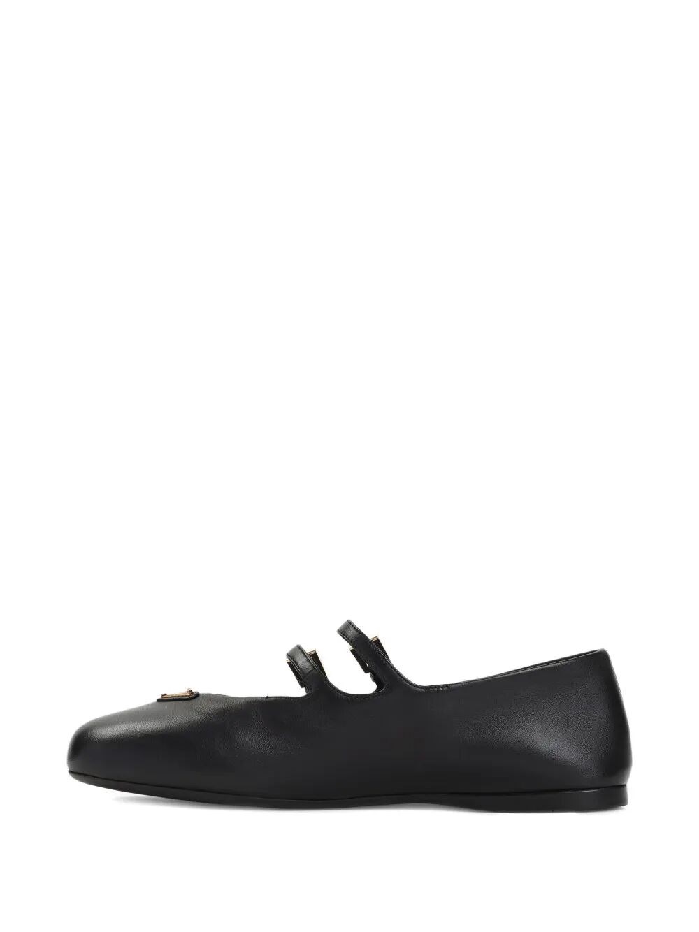 DOUBLE-BUCKLE LEATHER BALLERINAS