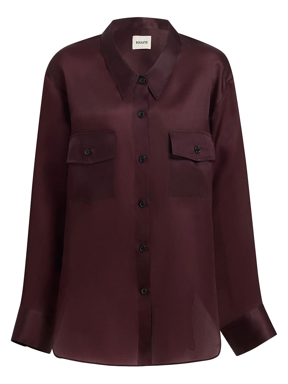 Khaite Womens Almandine Matteo Relaxed-fit Silk Shirt In Burgundy