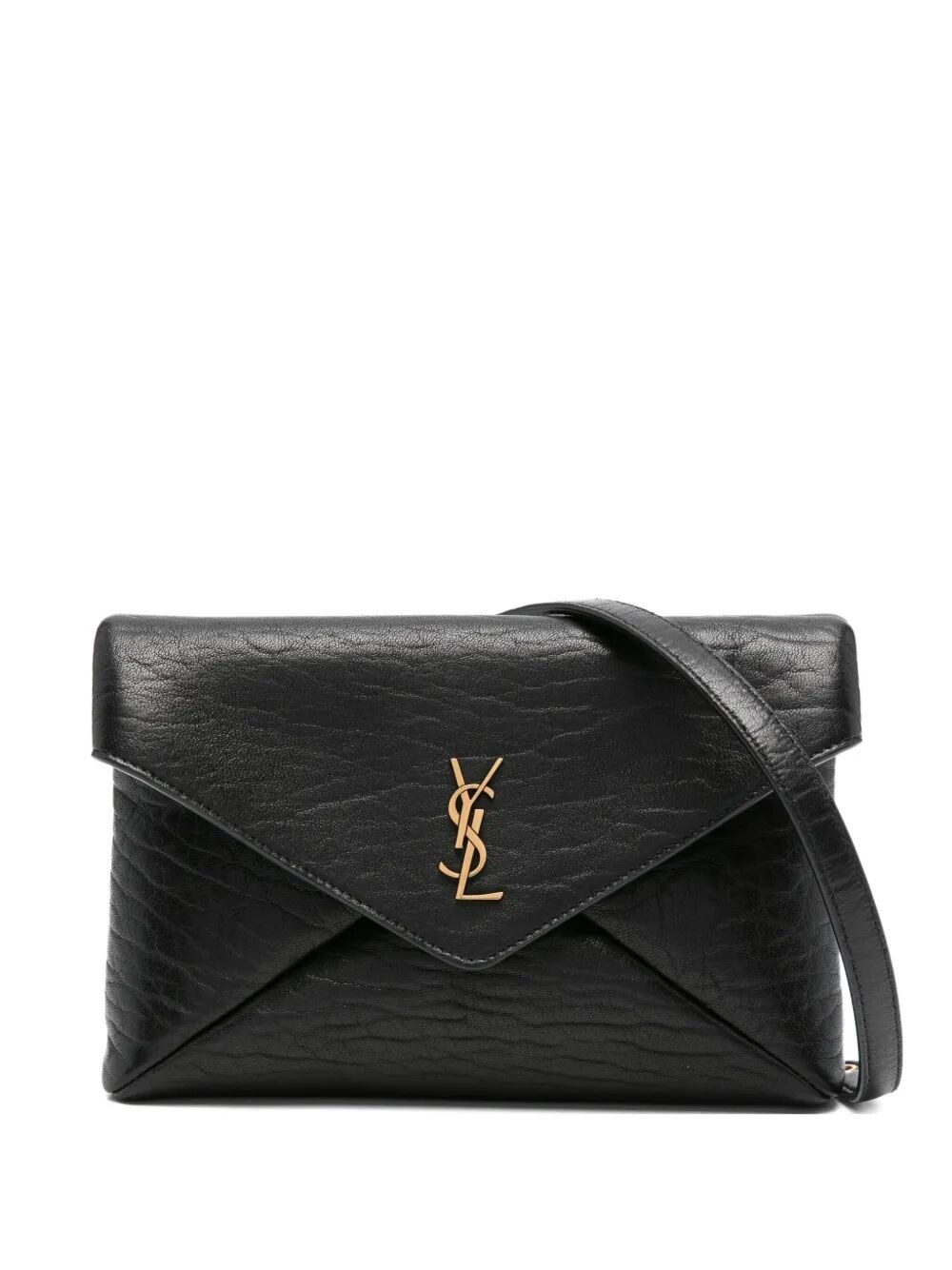 Saint Laurent Cassandre Chain Pouch In Lambskin In Black