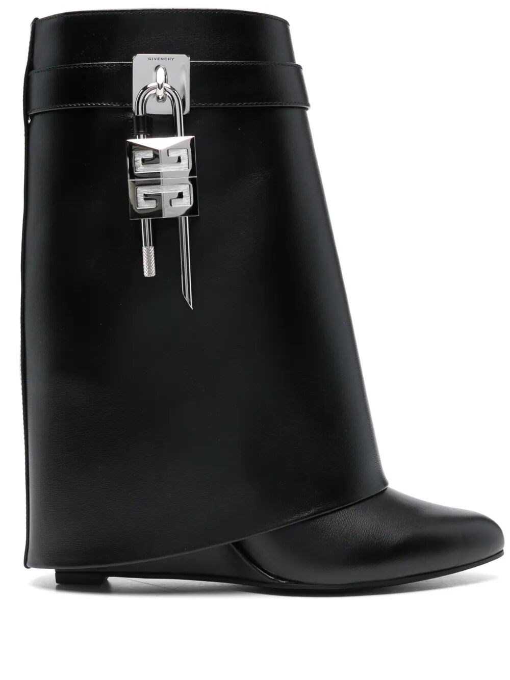 Givenchy Shark Lock 90 Leather Ankle Boots Shoes In Black