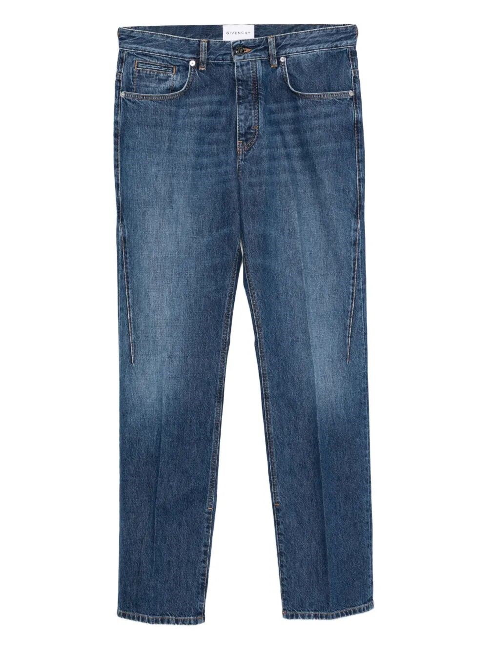 Givenchy Straight-leg Denim Jeans With Faded Blue Wash And Embroidered Branding In Blue