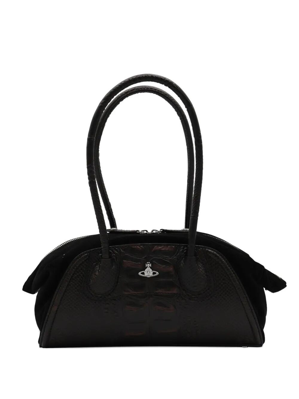 Vivienne Westwood Two-tone Leather And Suede Small Shirley Shoulder Bag In Brown