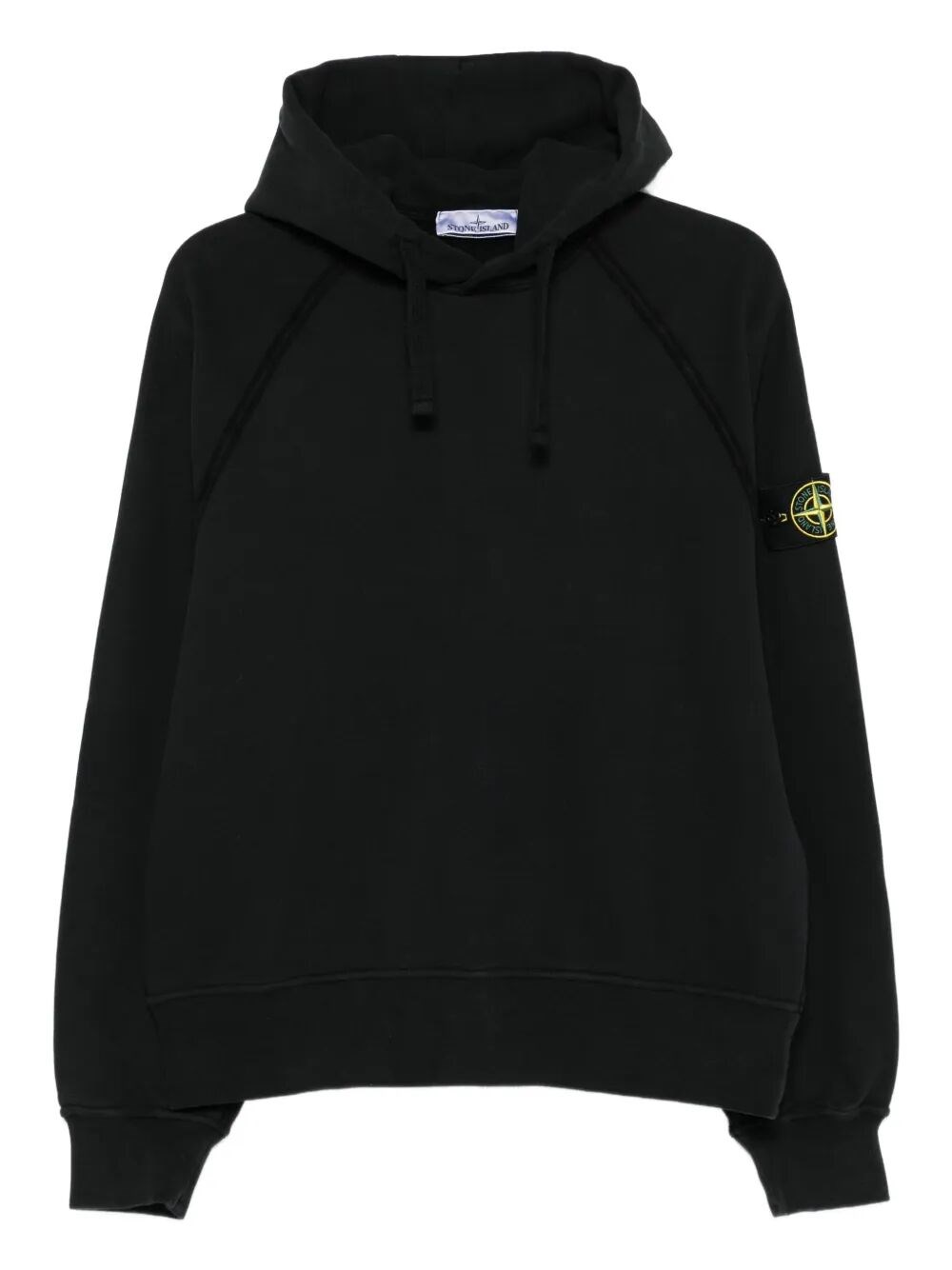 Stone Island Brushed Organic Cotton Fleece Oversized Fit Hoodie Clothing In Black