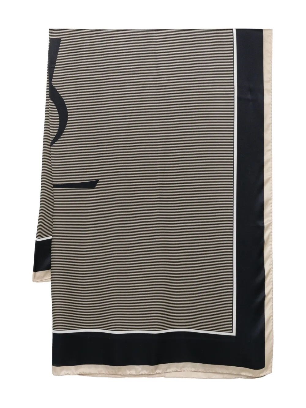 Saint Laurent Cassandre Striped Semi-sheer Stoles In Silk Charmeuse Accessories In Blue