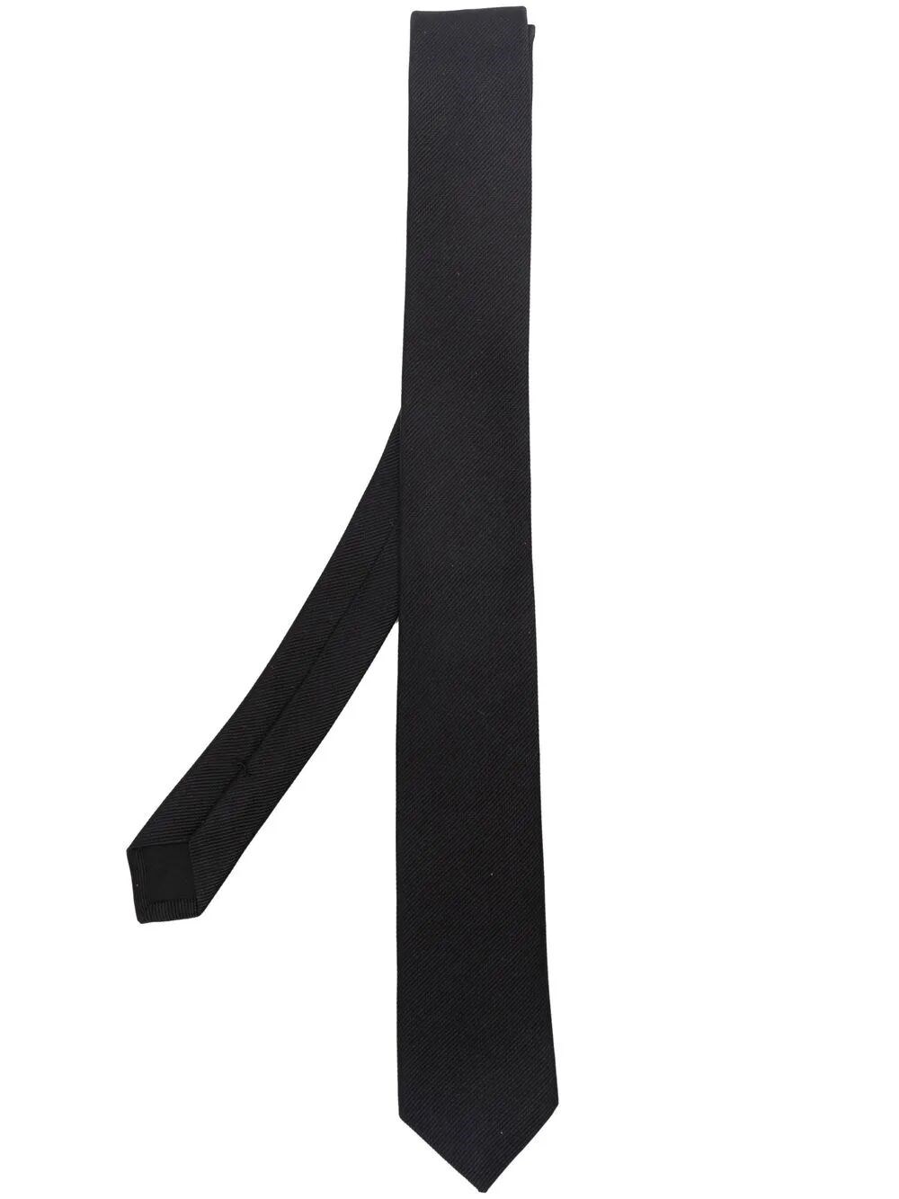 Saint Laurent Signature Evening Skinny Tie In Silk Grosgrain In Black