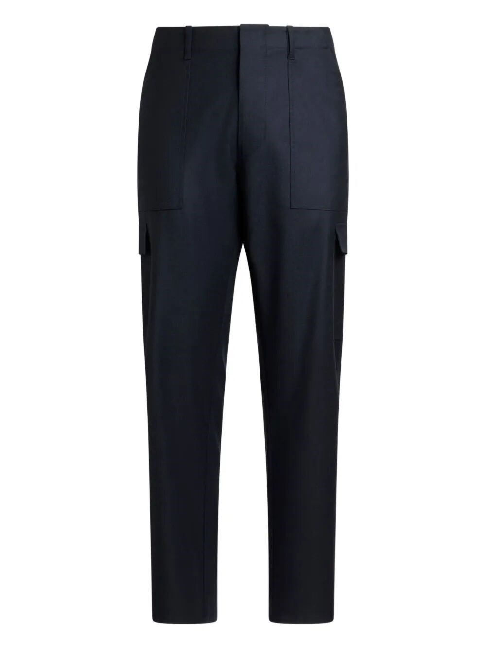 Etro Wool Regular Trousers With Cargo Pockets In Blue