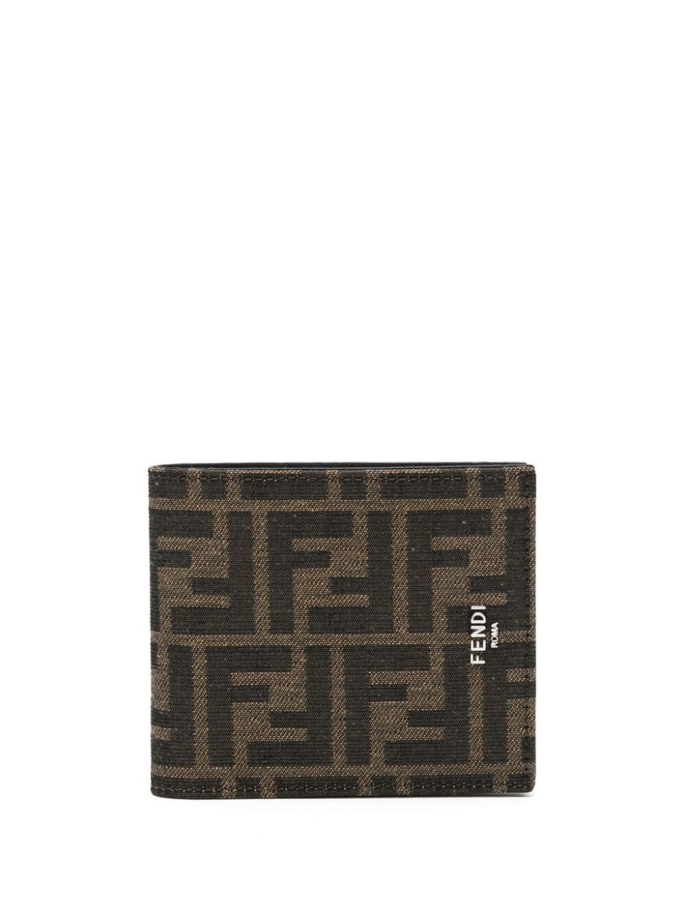 Fendi Ff Jacquard Fabric Bi-fold Wallet Accessories In Brown