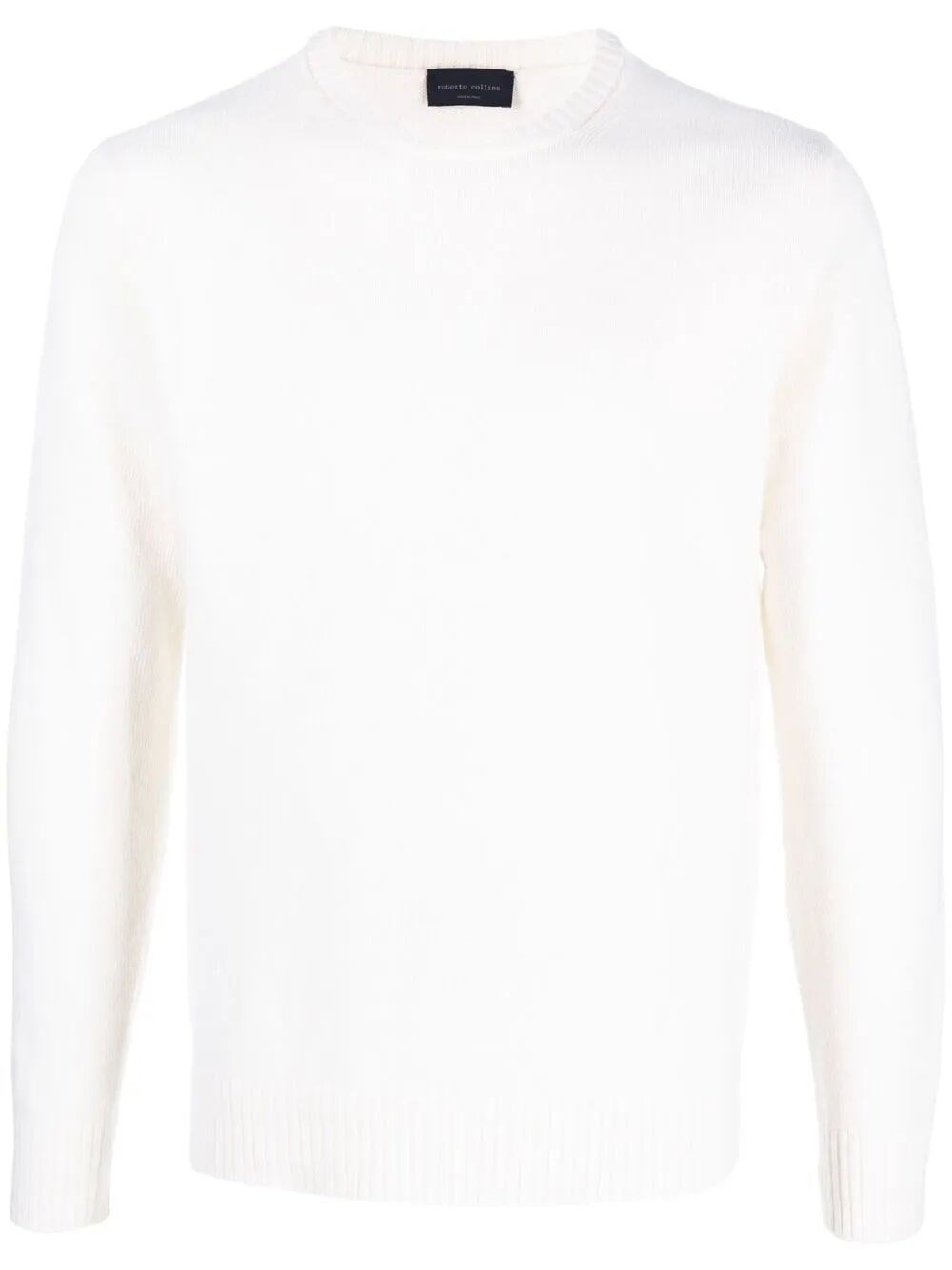 Roberto Collina Timeless Crew-neck Sweater With Ribbed Details In White