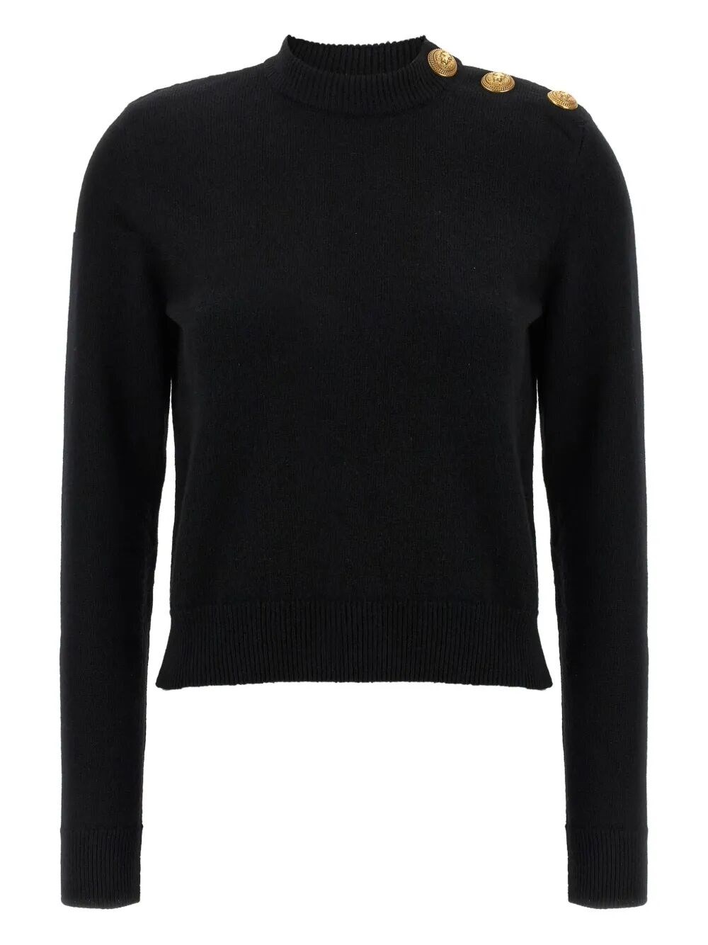 Balmain Eco-cashmere Button Sweater Sweaters And Cardigans Black In Black