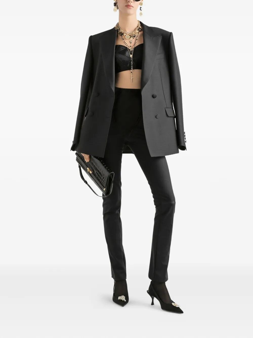 Dolce & Gabbana Double-breasted jacket in faille ジャケット Double-breasted faille tuxedo jacket in Black for Women