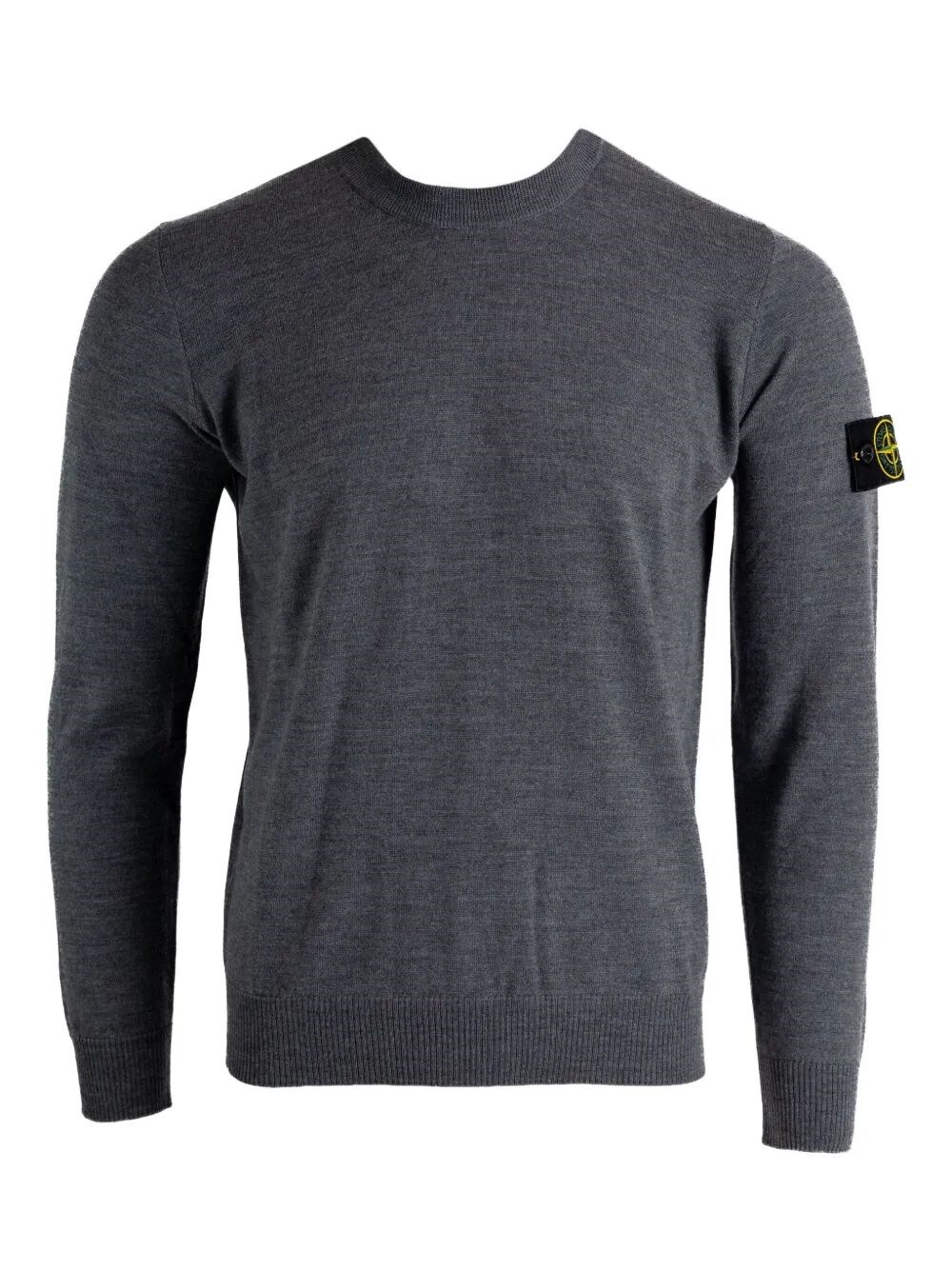 Stone Island 5100071 Crew-neck Sweater With Logo Patch In Gray