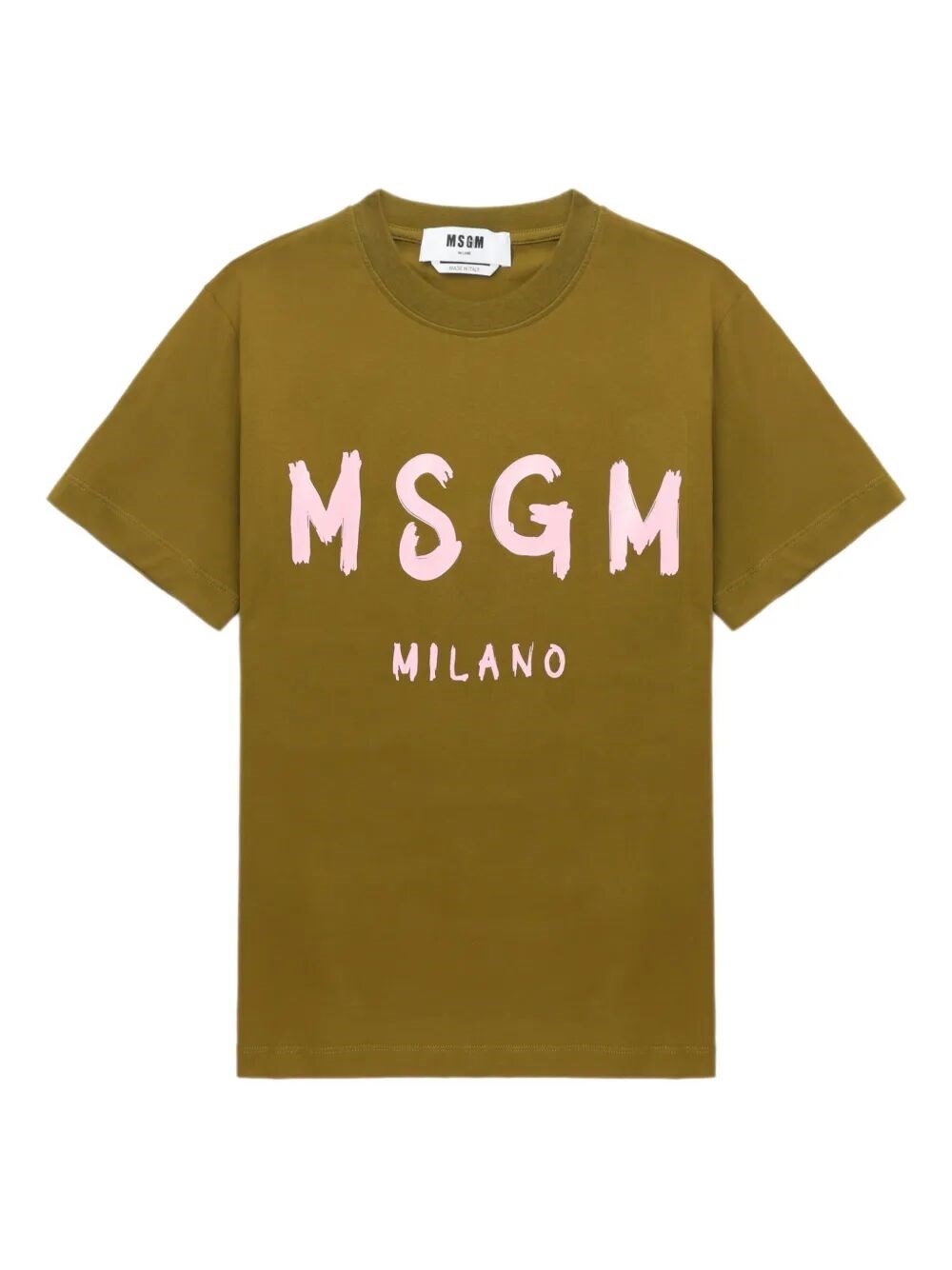 Msgm Logo Print Cotton T-shirt Clothing In Green