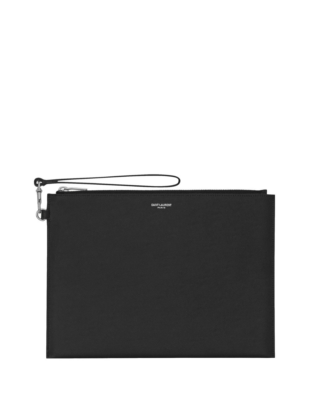 Saint Laurent Zipped Tablet Holder In Grain De Poudre-leather Bags In Black