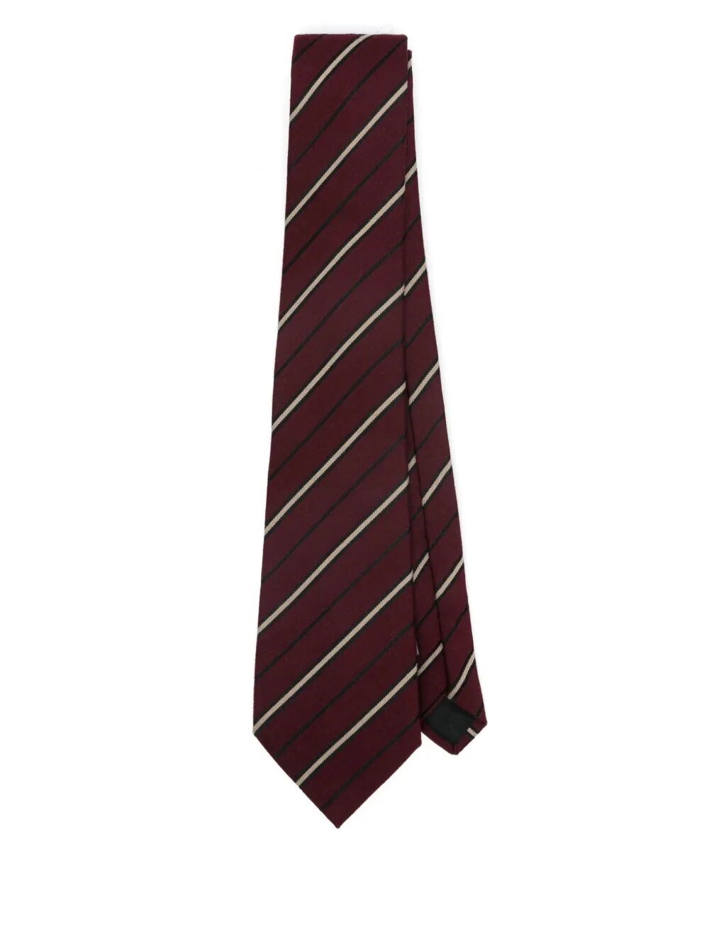 Saint Laurent Striped Wide Tie In Wool And Silk Accessories In Red