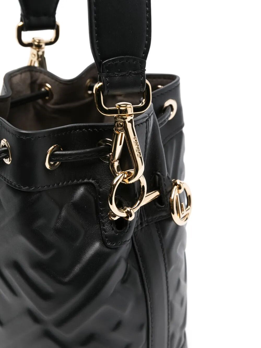 FF-MOTIF MON TRESOR LEATHER MINI BUCKET BAG