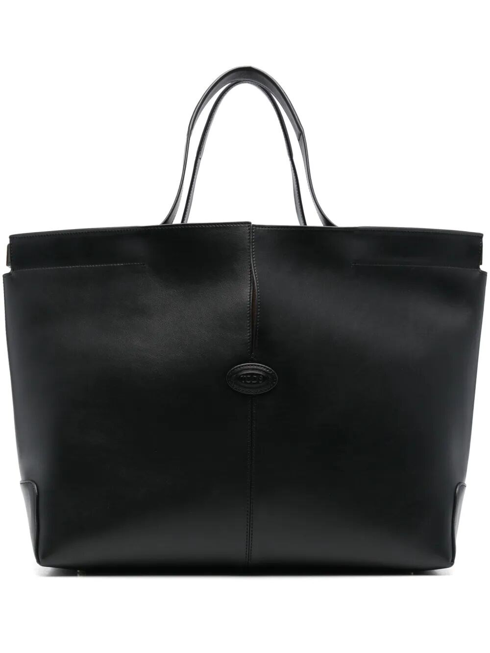 Tod's Medium Leather Tote Bag In Black