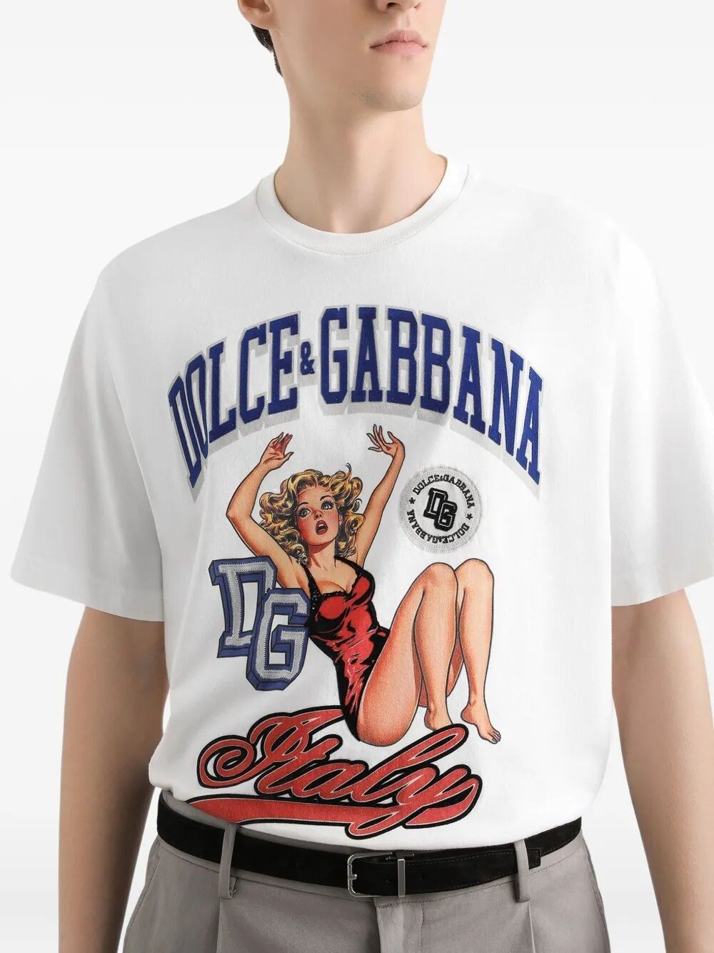 Tシャツ・カットソー DOLCE & GABBANA COTTON T-SHIRT WITH \"ITALIAN HOLIDAY\" PRINT white-italian-holiday-print-