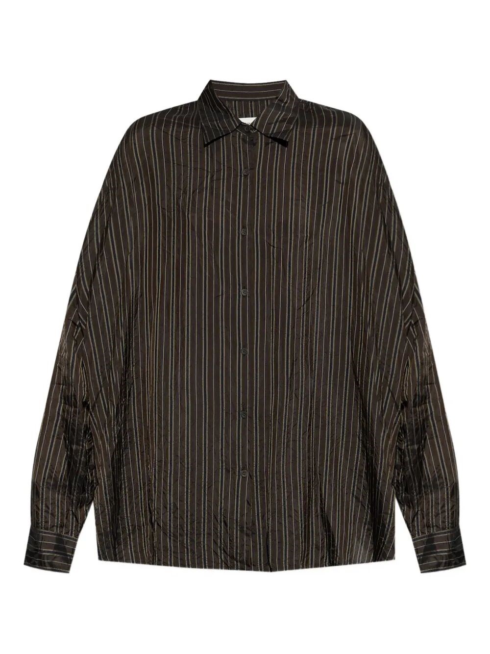 Dries Van Noten Womens Brown Casia Oversized Stripe-print Crepe Shirt In Brown