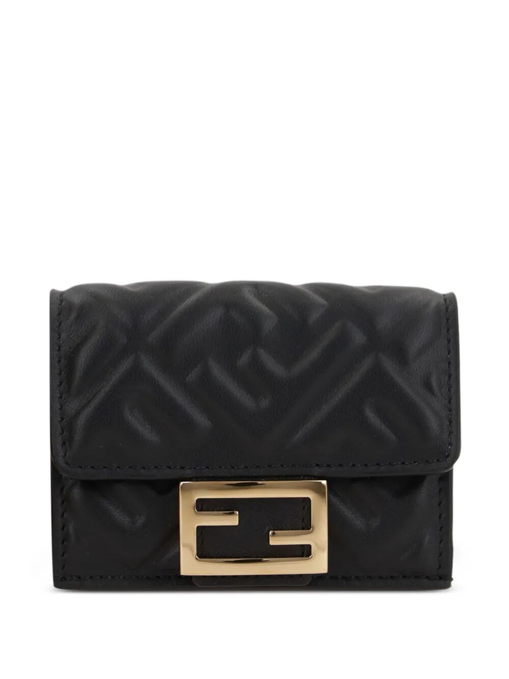 Fendi Nappa Leather Uette Micro Trifold Wallet Accessories In Black