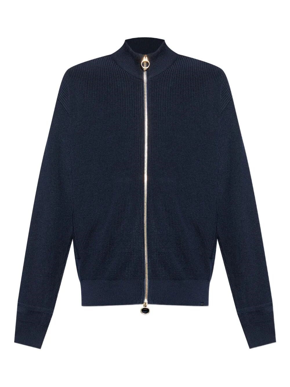 Paul & Shark Ribbed Zip-up High-neck Cardigan Clothing In Blue