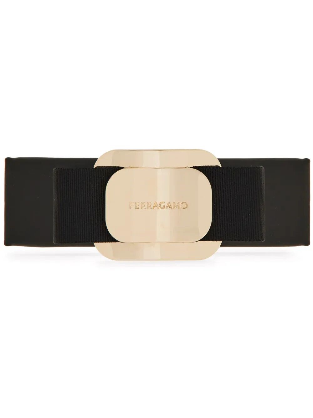 Ferragamo Vara Bow Leather Hair Clip In Black