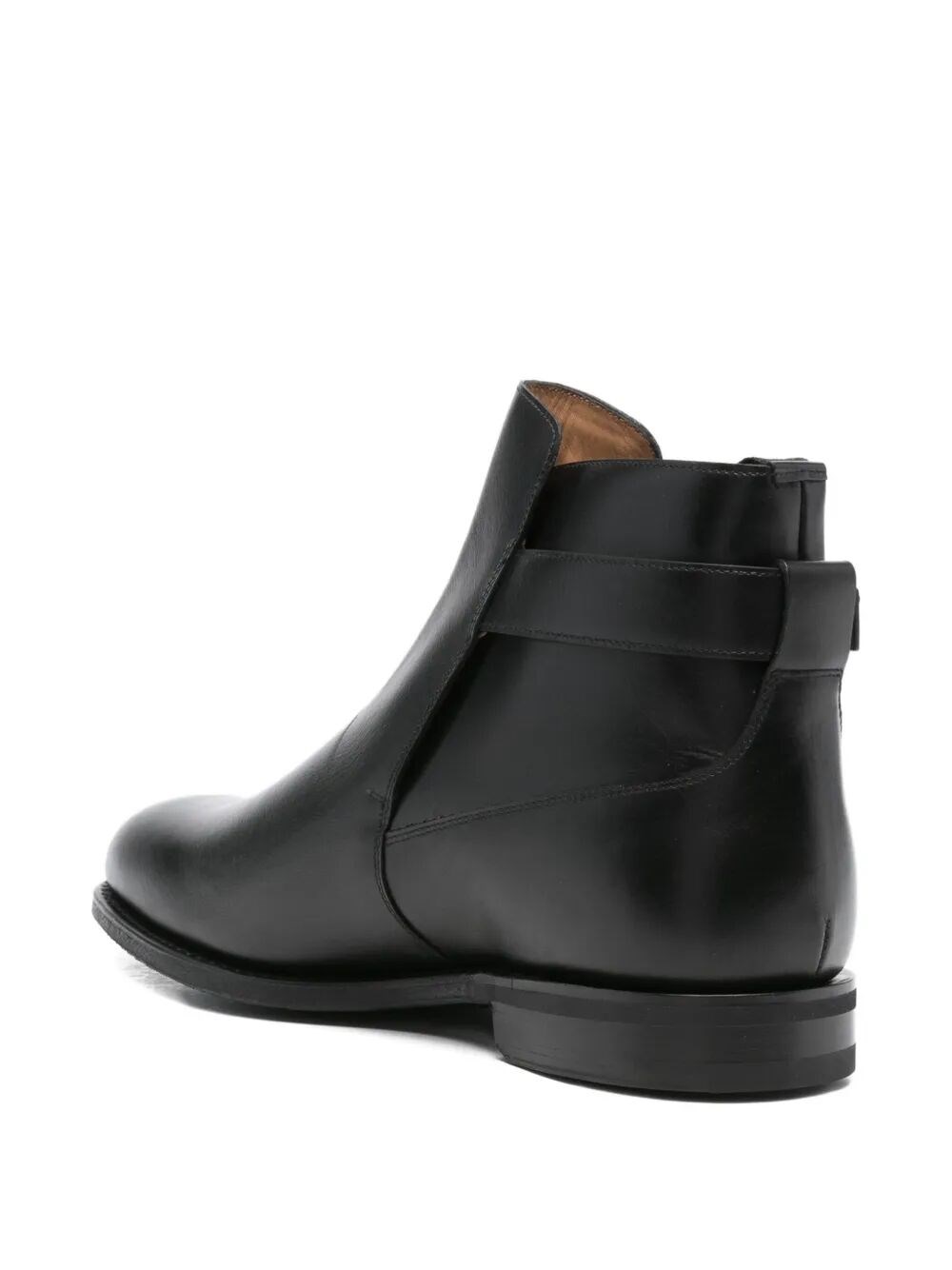 BUCKLE-FASTENING LEATHER ANKLE BOOTS