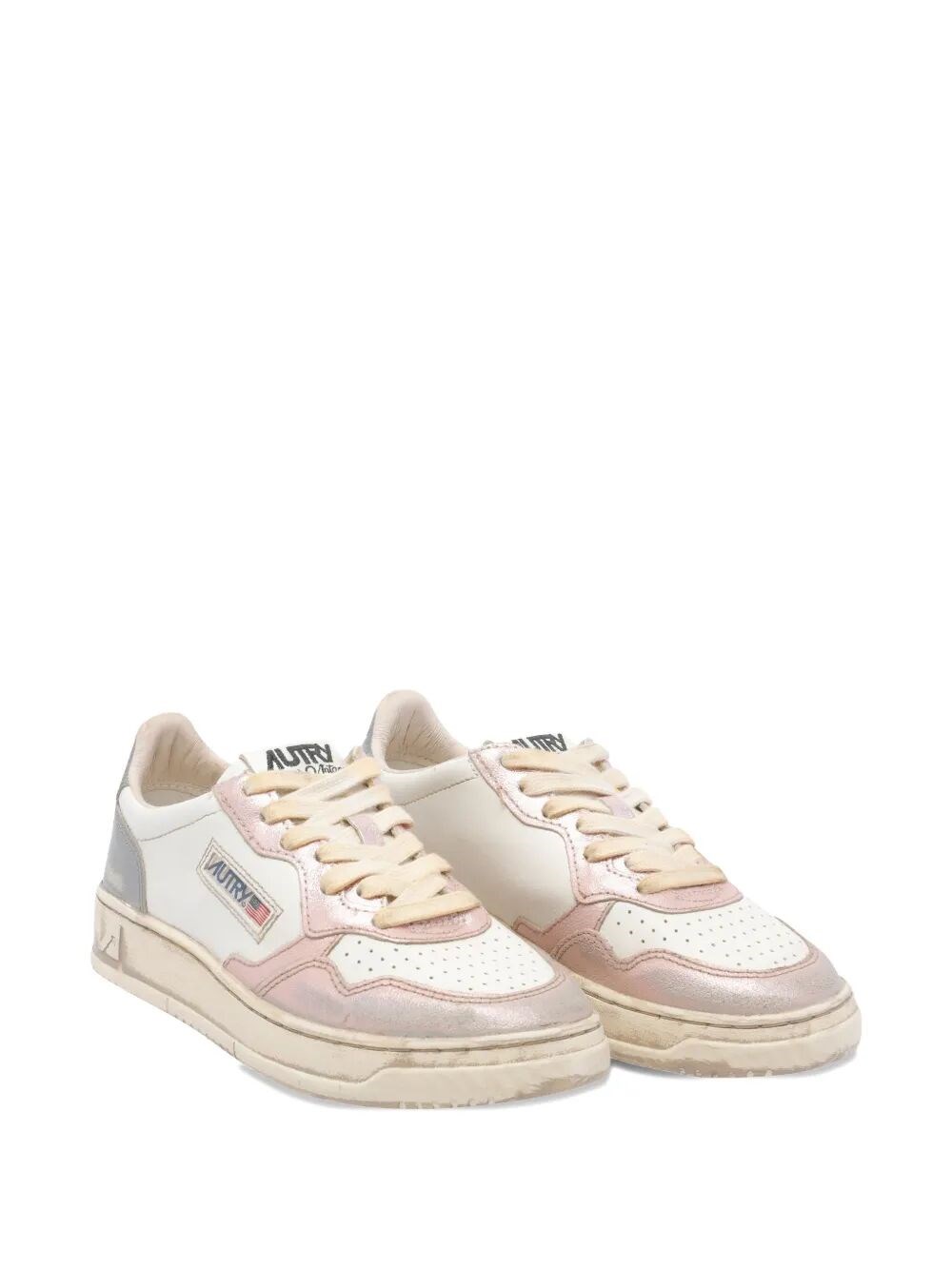 MEDALIST LOW SNEAKERS SUPER VINTAGE IN WHITE ROSE AND BLACKBOARD LEATHER
