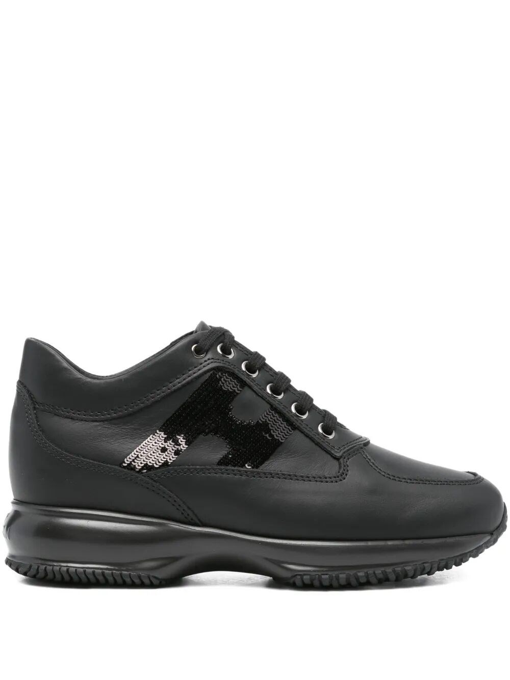 Hogan Black Suede And Patent Leather Interactive Sneakers In Black