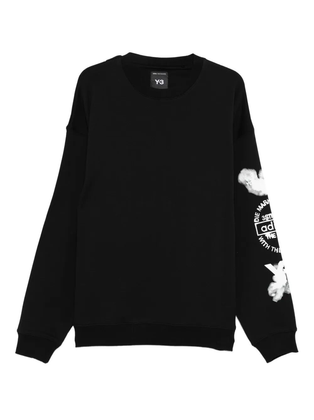 Y-3 Adidas Cloud-print Crew-neck Sweatshirt Clothing In Black
